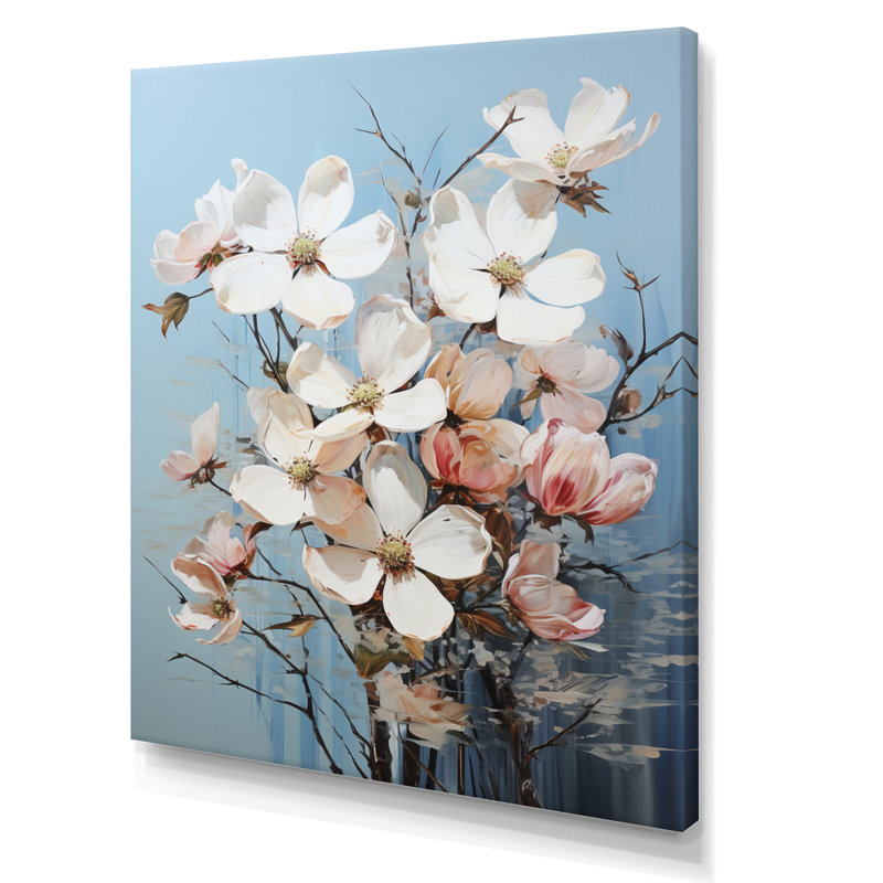 Impression sur toile de cornouiller blanc II, Toile tendue, H 40 po x l 30 po x P 1,5 po