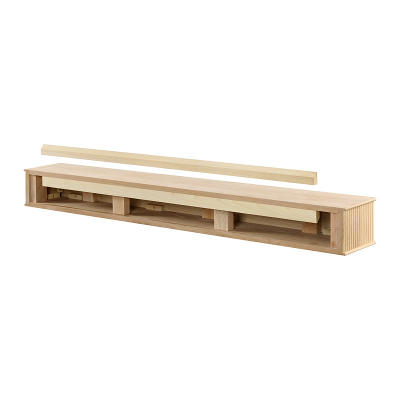 Modern Ember Monti Fireplace Wood Mantel Shelf with Fluted “Reed” Details in Whitewash, 72", Whitewash