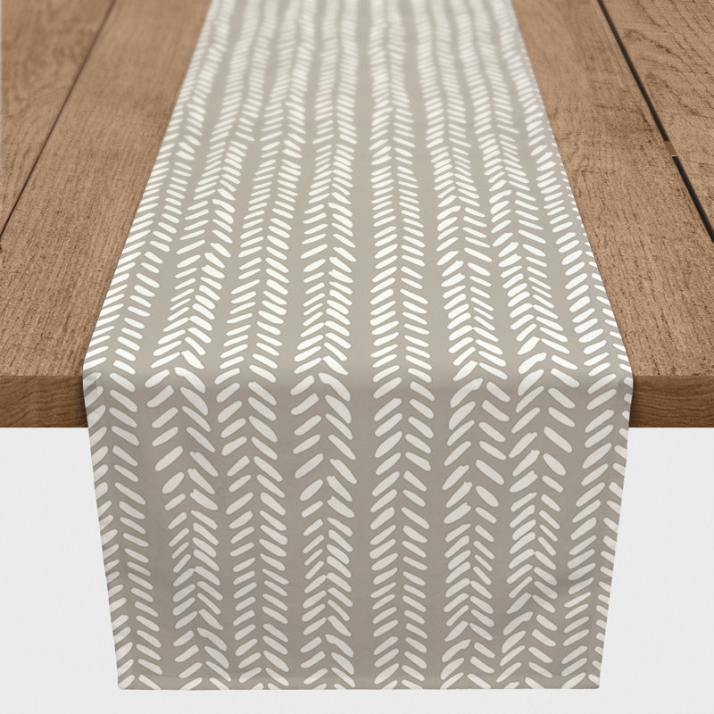 Chemin de table en losanges pointillé Nalston, 72 po x 16 po, Kaki, Géométrique 2