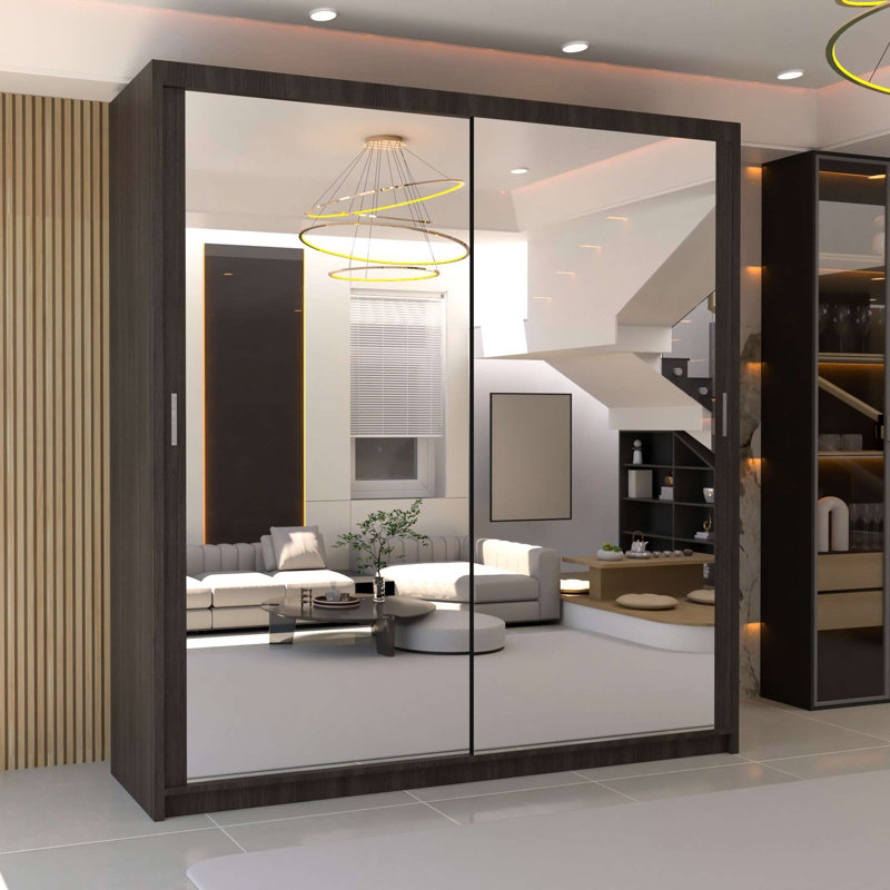 Elegent Carino Sliding Door Wardrobe with Mirror – Space-Saving Bedroom Storage in 6 Sizes & 6 Colours, Wenge