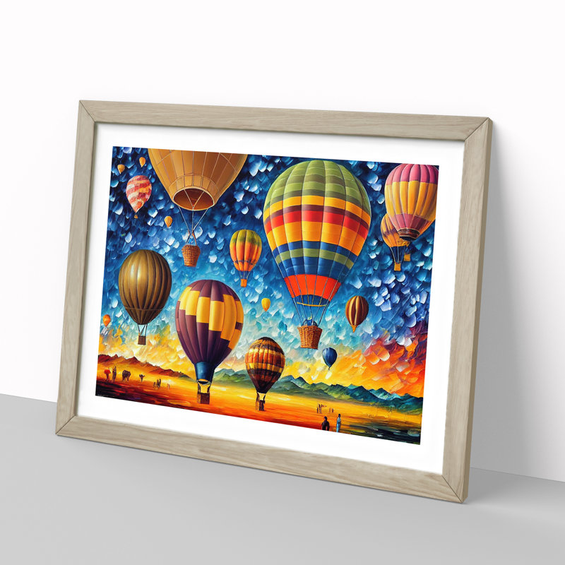 Colourful Hot Air Balloons Vol.4 - Print, Oak Framed, 34cm H x 46cm W x 2cm D