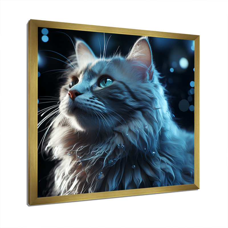 «Nebelung Cat Nightfall Portrait», reproduction sur toile, H 36 po x l 36 po x P 1,5 po, Cadre doré simple
