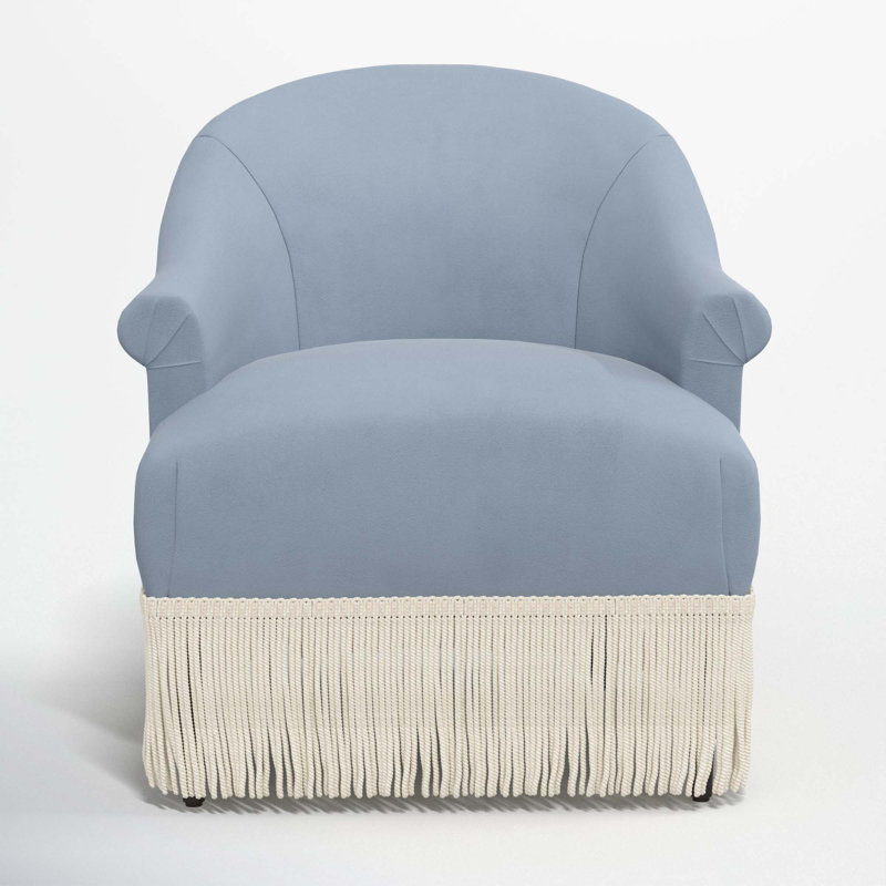 Fauteuil à oreilles Callie, Velours océan classique, Ivoire