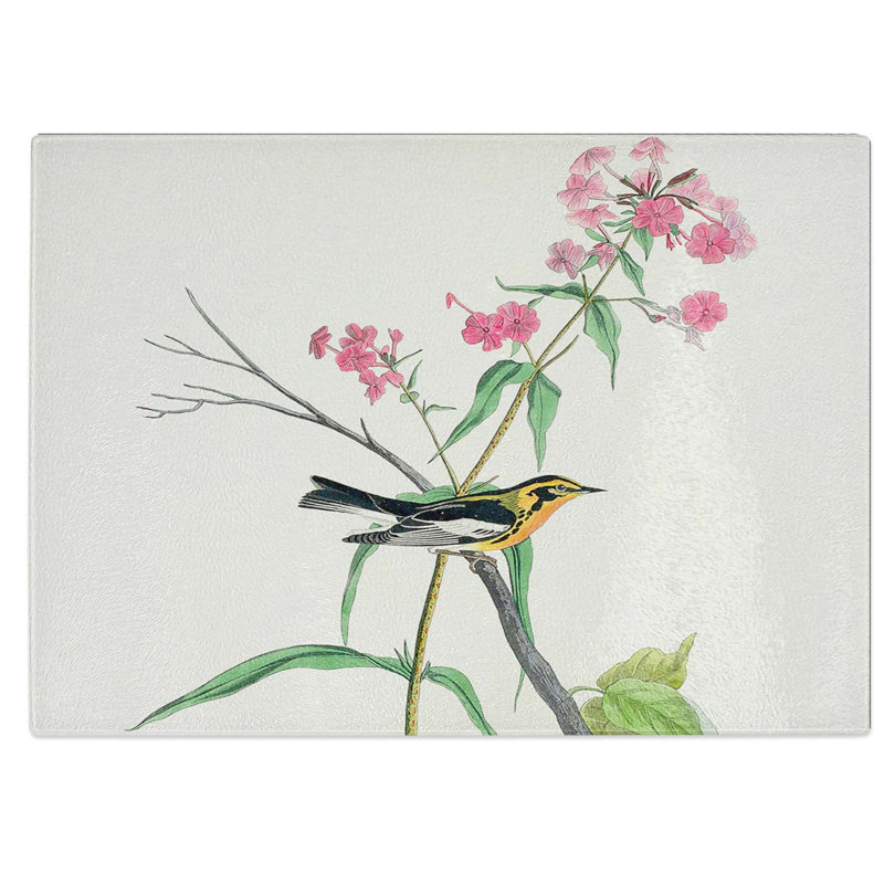 Tempered Glass Blackburnian Warbler Chopping Board, 39 cm W x 28.5 cm L