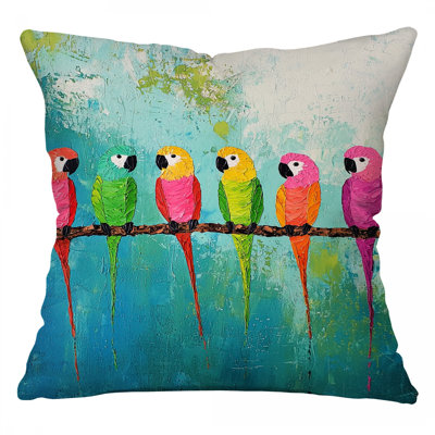 Parrots Throw Pillow, Animal Cotton Twill Pillows