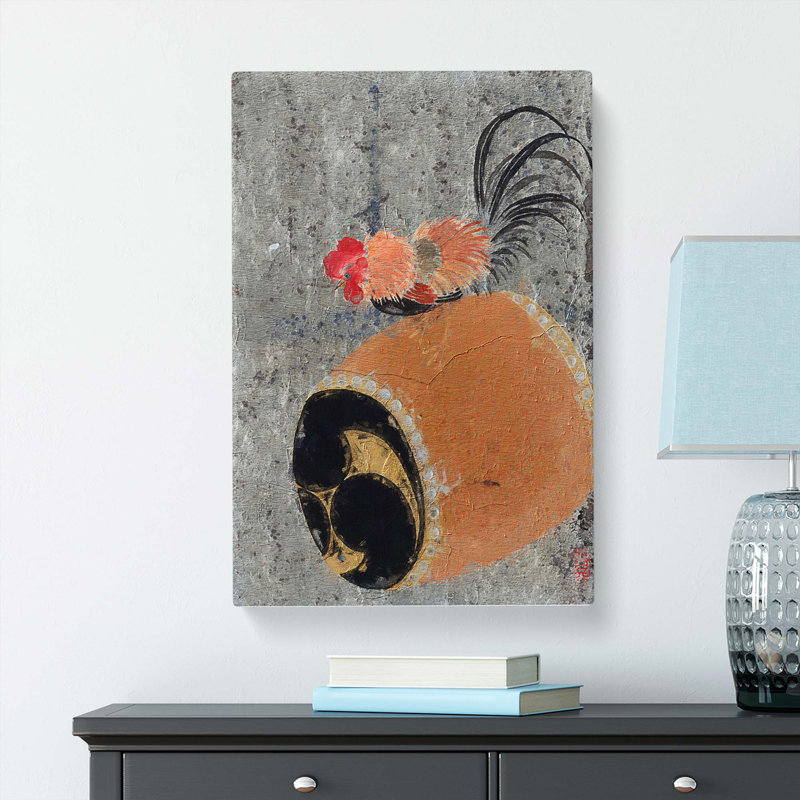 Cock On A Drum by Shibata Zeshin - Wrapped Canvas, 50cm H x 35cm W x 3cm D
