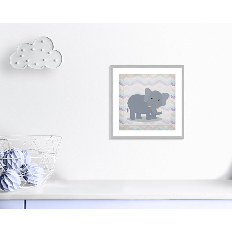 Art de l'éléphant rose, Encadré de boîte argent, H 22,5 po x l 22,5 po x P 1,18 po