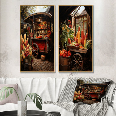 «Brown and Yellow Carnival Popcorn I», ensemble de 2 reproductions d'art mural Popcorn