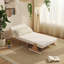 Canapé-lit 3 en 1 en coton et lin beige avec pieds en bois massif et coussin-38530654