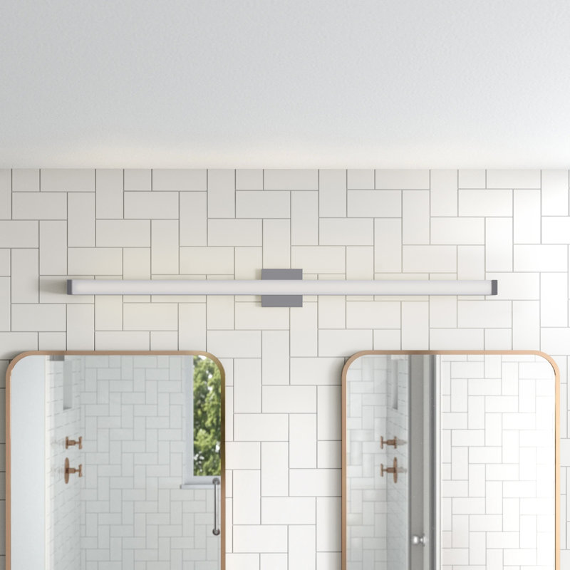 Barre d'éclairage de salle de bain 1 lumière DEL à intensité variable Lonan, Nickel satiné