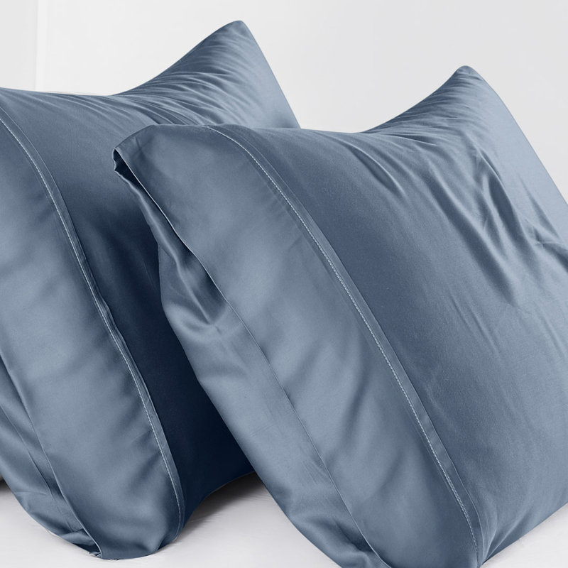 Southshore Fine Linens Bamboo Pillow Cases in Steel Blue, 100% Rayon from Bamboo 300 Thread Count Sateen Weave with Silky-Smooth Finish, 2 Pillowcases, Queen / Standard