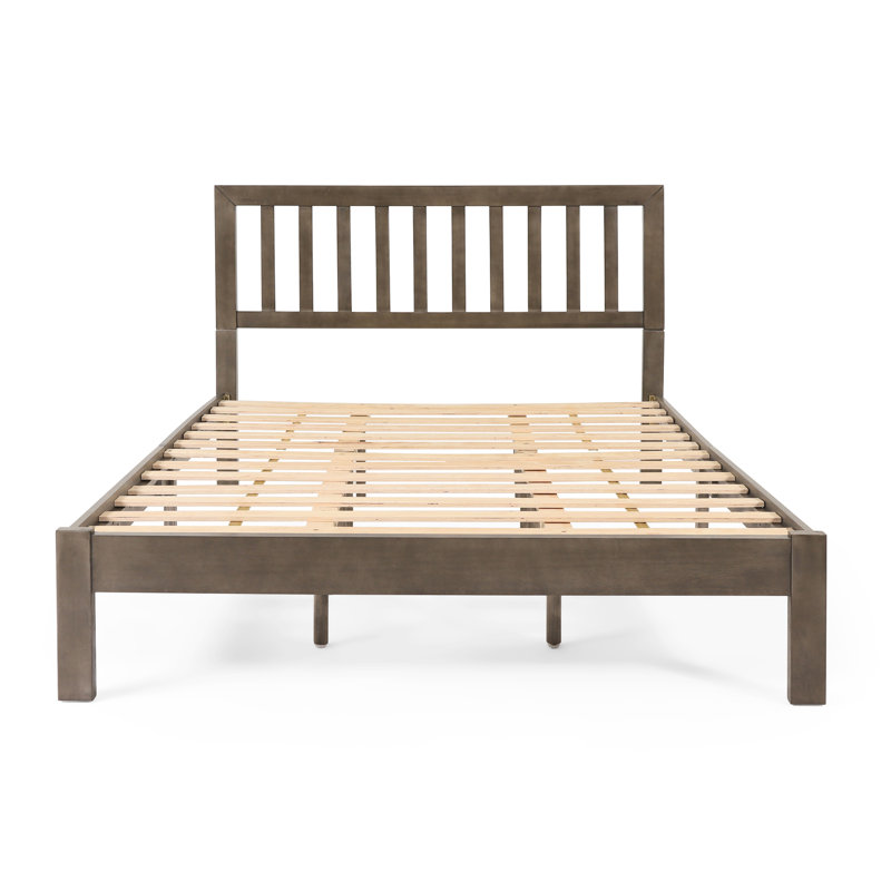 Stella Solid Wood Platform Bed, Gray