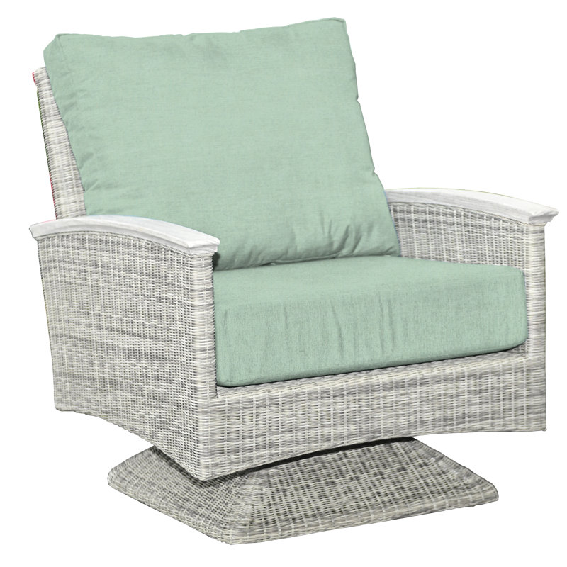 Bella Wicker Teak Outdoor Swivel Lounge Chair, Canvas Spa Sunbrella® Canvas, Gray