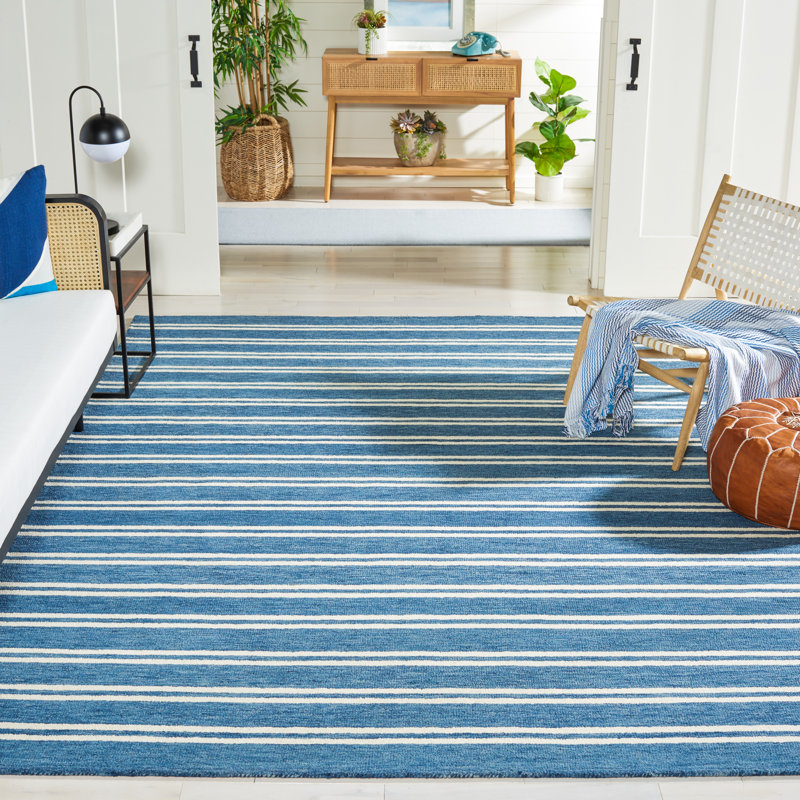 Tapis rayé en laine et coton touffeté à la main Mclaughlin, Rectangle de 5 pi x 8 pi