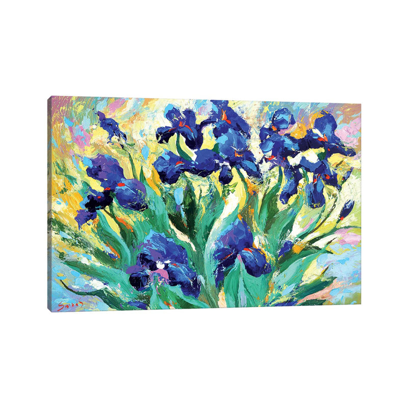 «Blue Irises I» par Dmitry Spiros - reproduction d'art, Aucun mat, Toile tendue, H 8 po x l 12 po x P 0,75 po