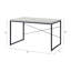 Bureau d'écriture avec esthétique industrielle, plateau en bois et structure rectangulaire inspirée de la construction en métal, sans rangement