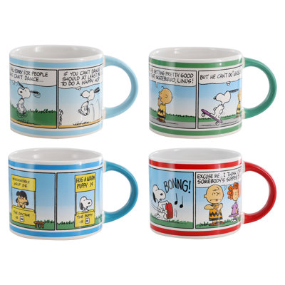 Peanuts Today on Peanuts 4 Piece 20 Ounce Stoneware Mug Set in Assorted Colors