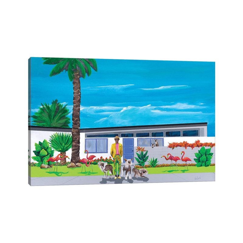 Pink Flamingos by Dan Nelson - Wrapped Canvas Painting, 20.32 cm H x 30.48 cm W