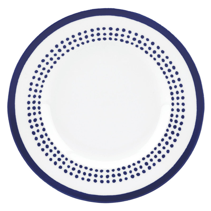 Charlotte Street Porcelain Salad/Dessert Plate, White/Blue