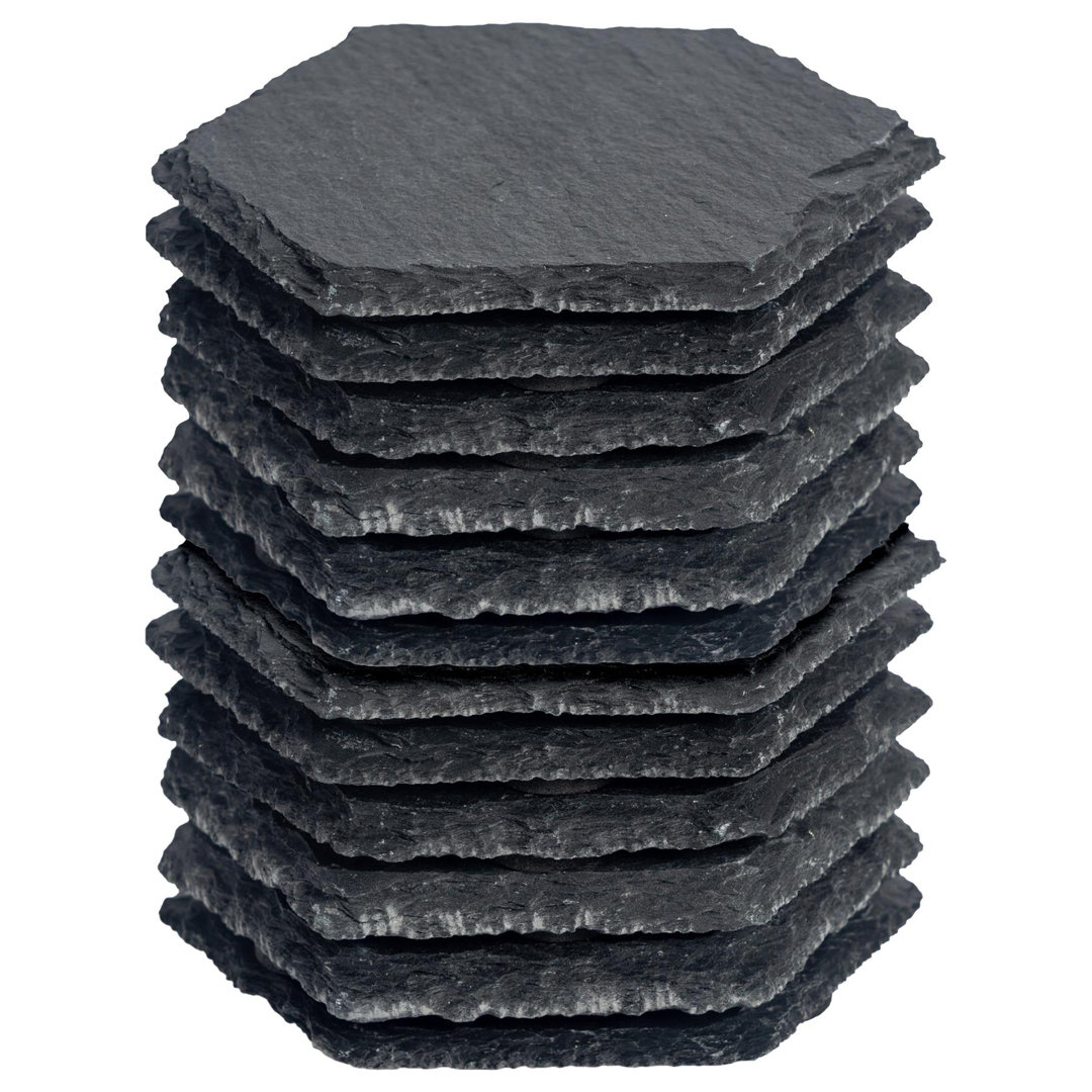 Stone Agate Ceramic Jute Leather Crystal Hexagon Round 12 Piece Coaster Set