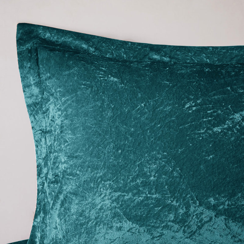 Couette en velours turquoise pour lit double/queen - Motif diamant - Comprend oreillers et garniture de literie de qualité supérieure