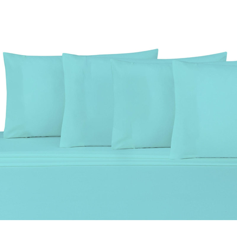 Jaree 6-Piece Rayon Hotel Sheet Set, Aqua, King