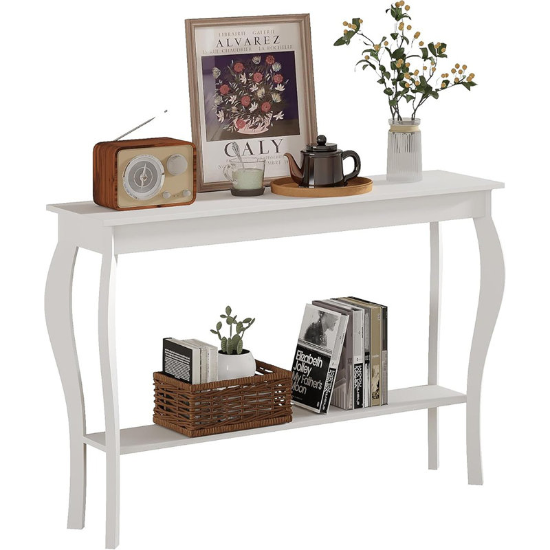 Console étroite, table d'appoint chic, table d'entrée, blanc