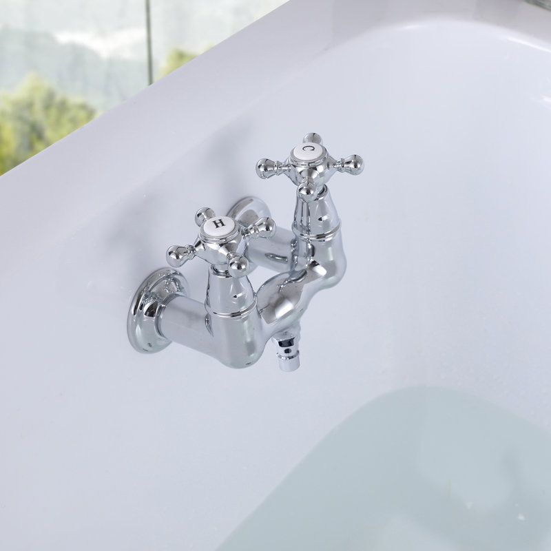 SUMERAIN High Flow Bathtub Faucet Wall Mount, Clawfoot Tub Faucet with Brass Rough-in Valve, Chrome
