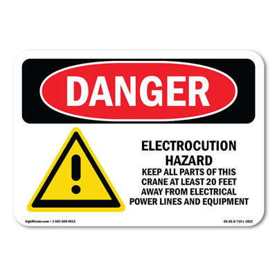 Electrocution Hazard Crane Decal Set of 10 5" X 3.5"