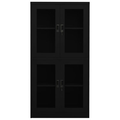 Office Cabinet Storage Cabinet for Office Steel and Tempered Glass by Inbox Zero