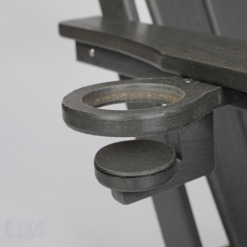 Chaise Adirondack pliante en PEHD avec porte-gobelet double - Chaise Adirondack en composite avec texture bois, Gris