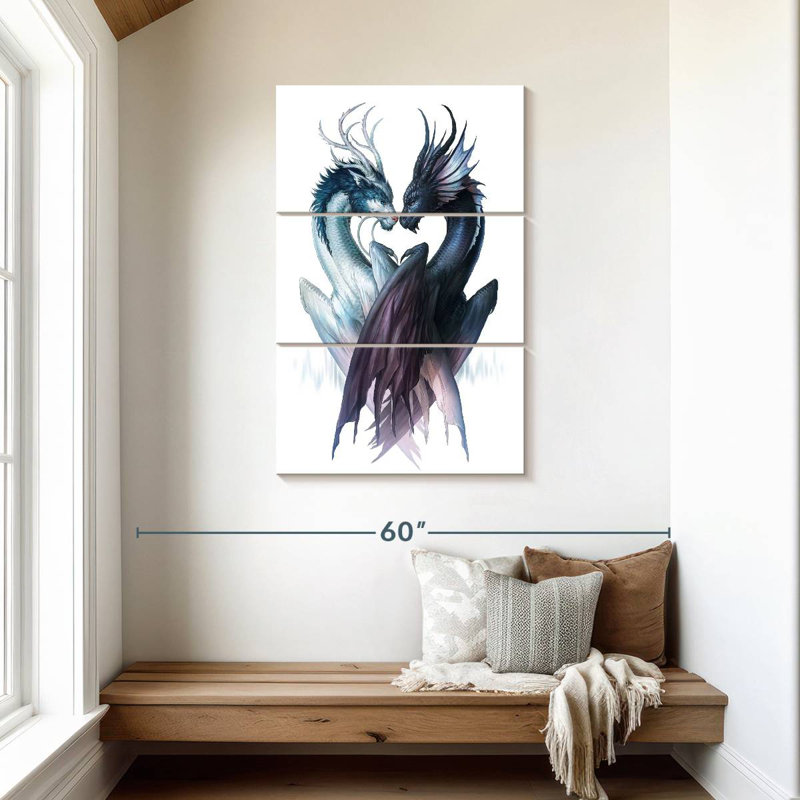 Kelan Yin And Yang Dragons, 45" H x 28" W