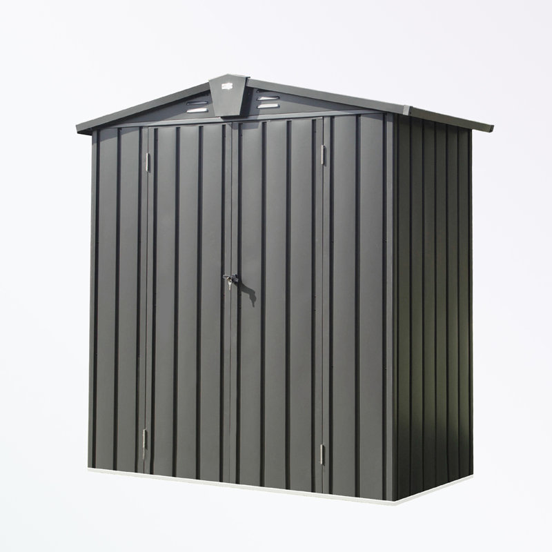 Metal Storage Shed, 71.34" H x 69.21" W x 36.06" D, Black