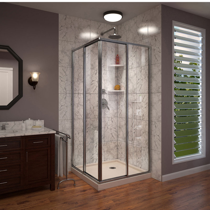 DreamLine Cornerview 36 in. D x 36 in. W x 74 3/4 in. H Framed Sliding Shower Enclosure, Brushed Nickel