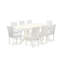 L'ensemble de salle à manger 5 pièces comprend une table de salle à manger ovale avec rallonge papillon et 4 chaises Parson revêtues de similicuir blanc, lin blanc-486074178-486074189-415371470