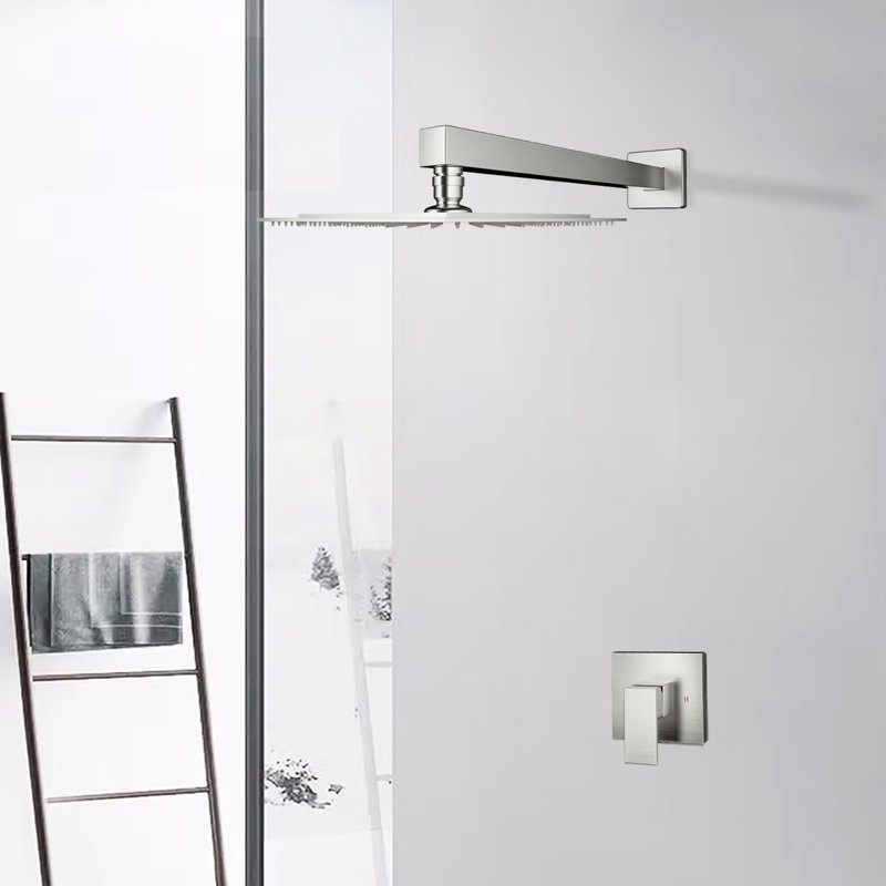 Wall Mounted Shower Faucet With Brushed Nickel Glitter - Brass, Valve Included In Brass Made