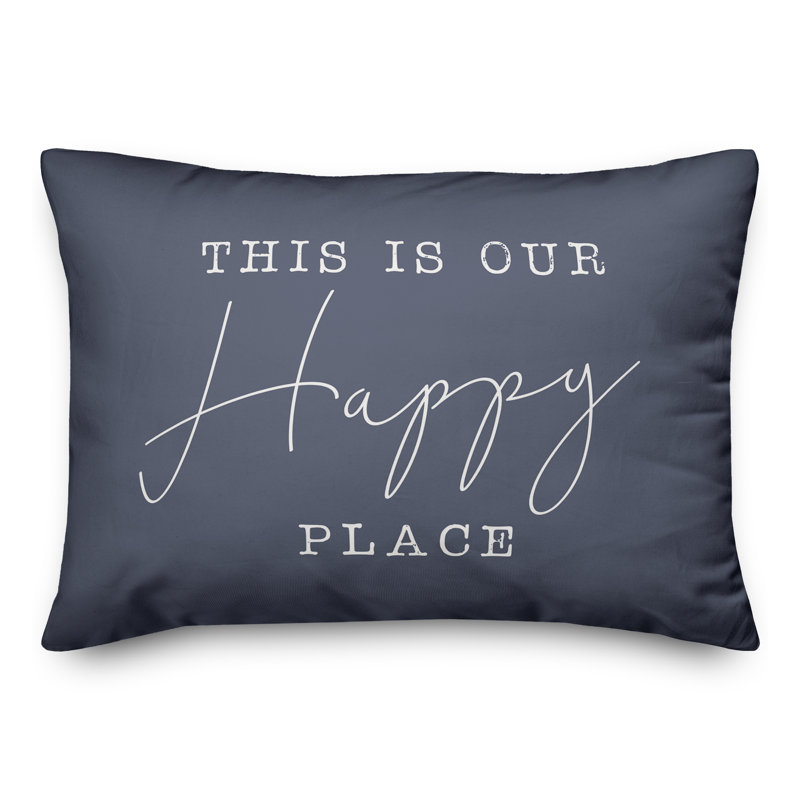 Housse et insert pour coussin rectangulaire Happy Place 17, Bleu