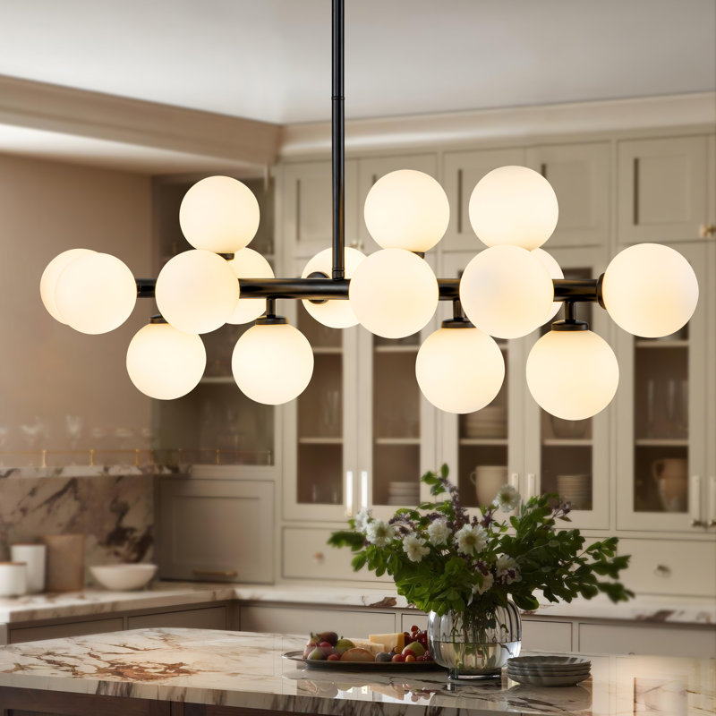 Broghan 16 - Light Kitchen Island Pendant, Matte Black, White