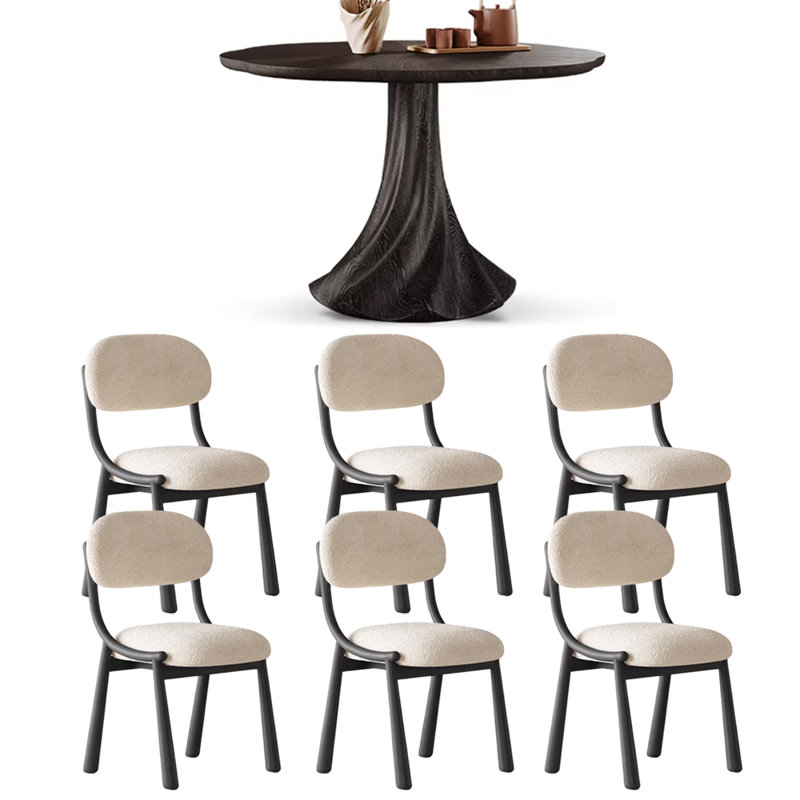 Table ronde noire exquise de style français, 7 pièces : table, 6 chaises, H 29,52 po x l 43,3 po x P 43,3 po