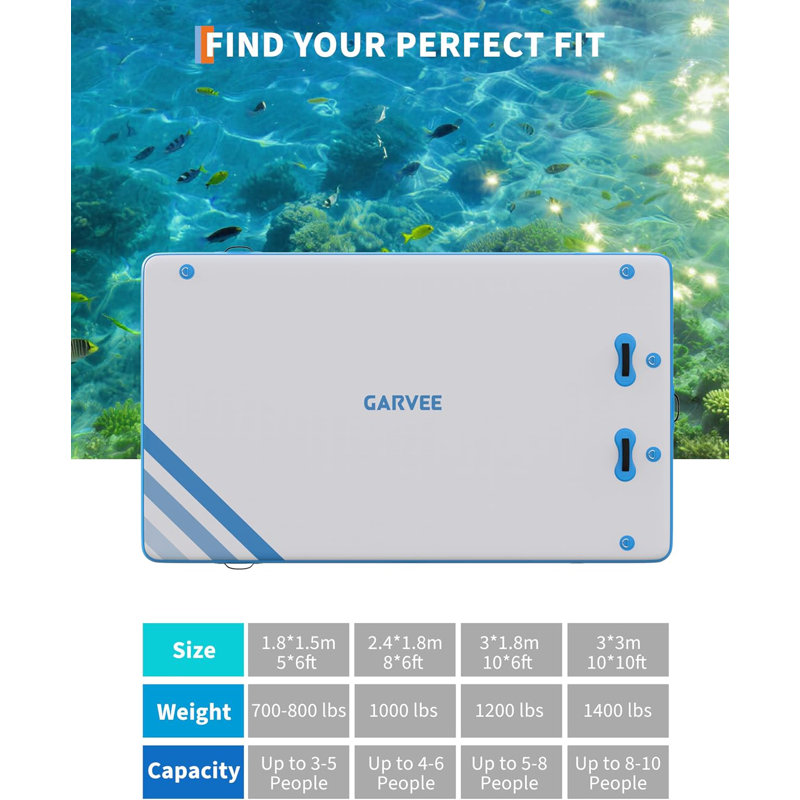 Inflatable Floating Dock Platform, Island Raft with Rope Ladder and Non-Slip Surface, Portable Air Dock with Carrying Bag for Pool, Beach, or Ocean