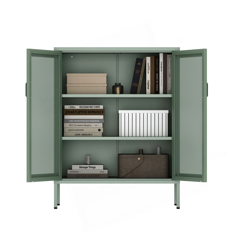 Amelia 32" Metal Accent Cabinet, Sage Green
