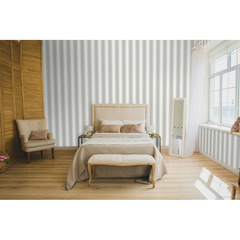 Italian Classics 4 Stripe 3D Embossed Wallpaper Roll, Gray