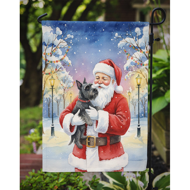 Terrier écossais avec drapeau du père Noël, Taille du jardin, Terrier écossais