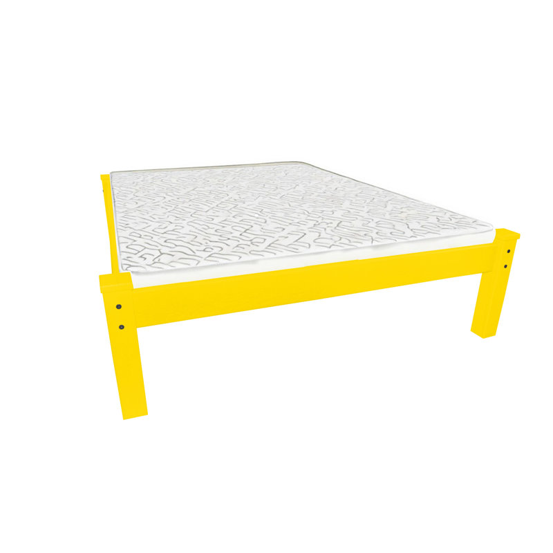 Canary Yellow Solid Wood Full Bed Frame