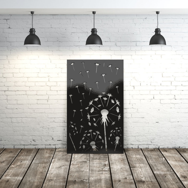 Panneau d'intimité en aluminium découpé au laser Dandelion - Art mural extérieur thermolaqué en métal, cloison décorative de clôture de jardin