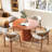 42.34 In Round Walnut - Colored Solid Wood Table For 2 6 People, Mid Century Modern Dinner Displays Dining Table, 43" Size, Brown, Victorian Style Tea Time Gatherings-1402315137-1402315138