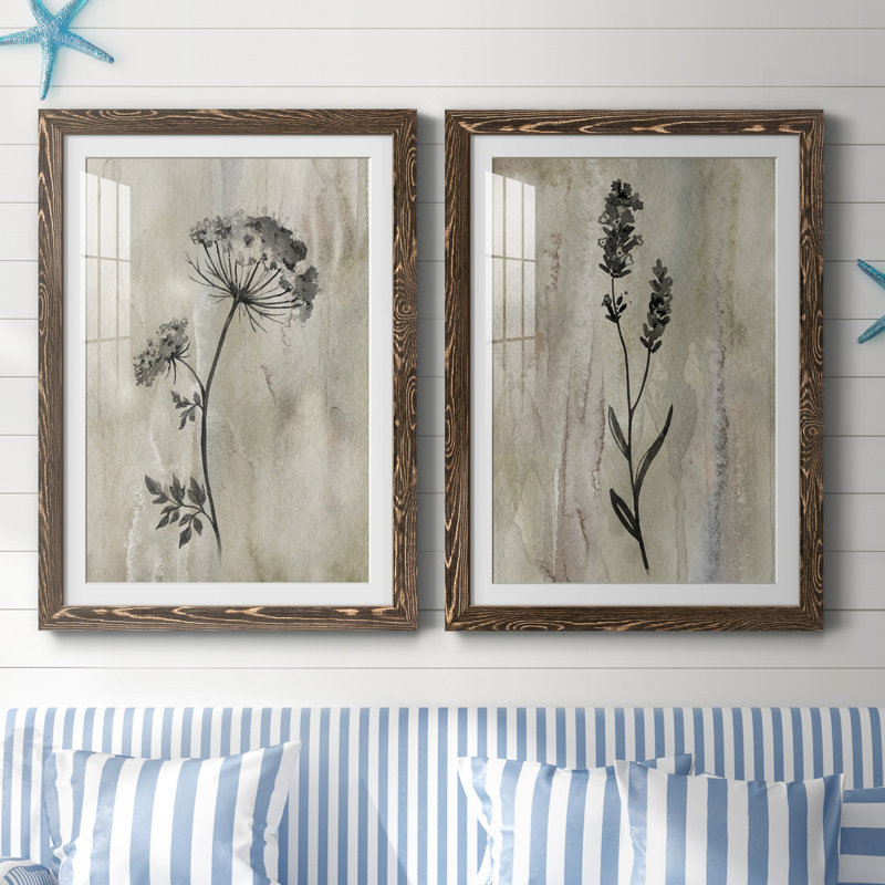 Sumi-e Silhouette I - ensemble de 2 reproductions, Toile blanche encadrée, H 32 po x l 23 po x P 1 po