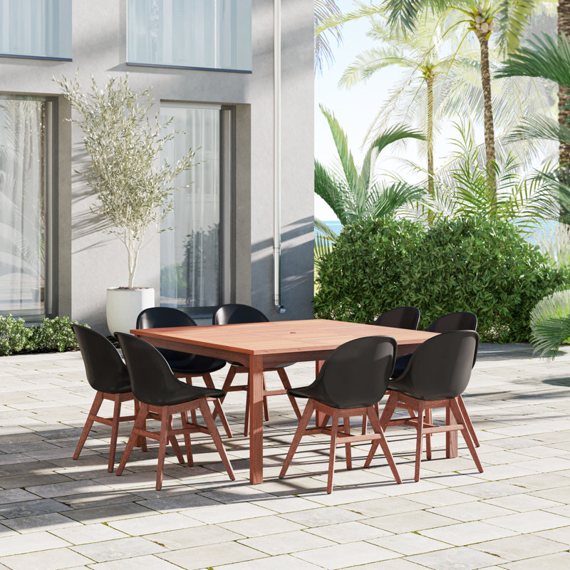 Anautica 8 - Person Wood Patio Dining Set with Square Table