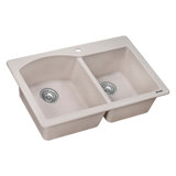 33" L x 22" W Double Basin Dual Mount Kitchen Sink