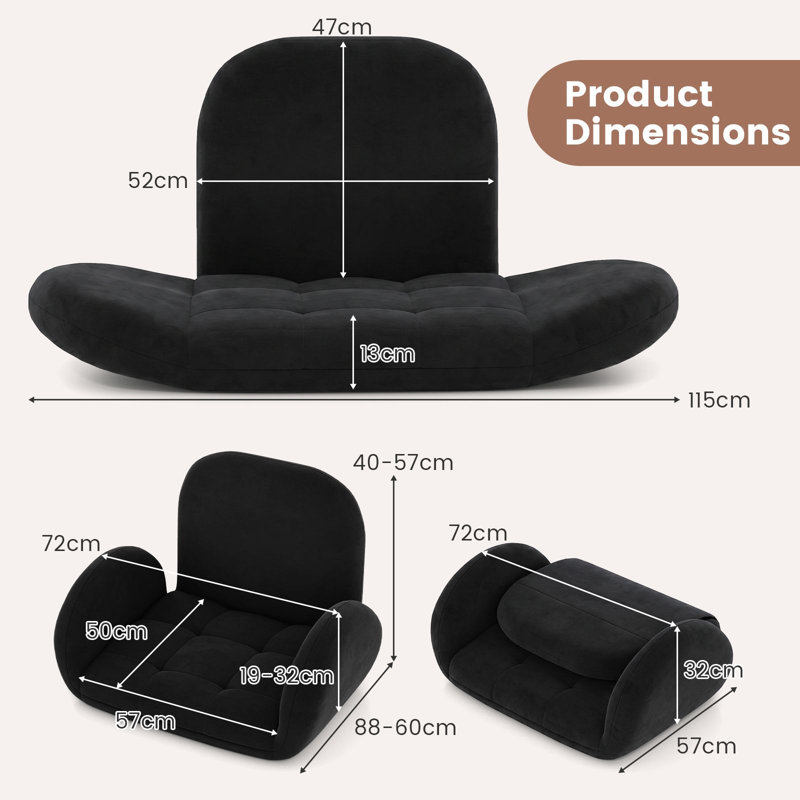 Upholstered Suede Armchair, Black